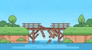 pngtree-cartoon-illustration-of-a-broken-wooden-bridge-over-blue-river-with-image_20635553